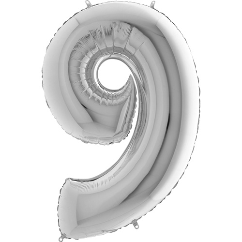 099S-Number-9-Silver sølv tal 102 cm