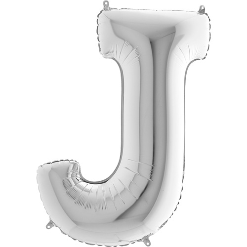 sølv bogstav J 102 cm