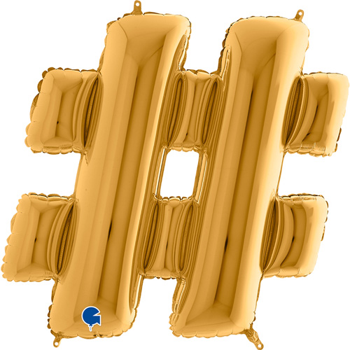 472G-Symbol-Hashtag-Gold guld bogstav # 102 cm