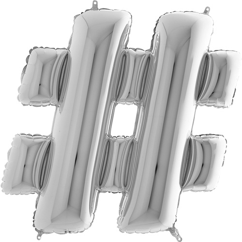 479S-Symbol-Hashtag-Silver-4022 sølv bogstav # 102 cm